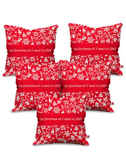Indigifts - Red All I Need Is Love Printed Cushion Cover Without Filler (16x16 Inches)