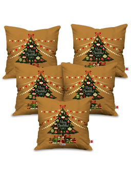 Indigifts - Brown Merry Christmas Cushion Cover Without Filler (16x16 Inches)