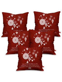 Indigifts - Maroon May Christmas Bless Us Cushion Cover Without Filler (18x18 inches)
