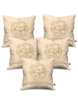 Indigifts - Beige Christmas Cushion Cover Without Filler (18x18 inches)