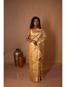Maayavi - Women's Gold Anahita Handloom Saree with Unstitched Blouse