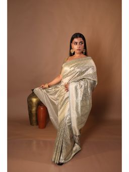 Maayavi - Women's Grey Komal Handloom Saree with Unstitched Blouse