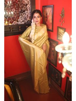 Maayavi - Women's Yellow Anuradha Handloom Saree with Unstitched Blouse