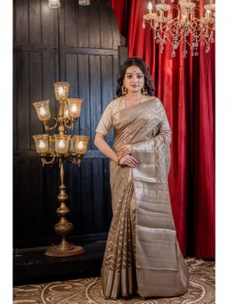 Maayavi - Women's Taupe Urmika Handloom Saree with Unstitched Blouse