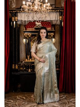 Maayavi - Women's Green Lavina Handloom Saree with Unstitched Blouse