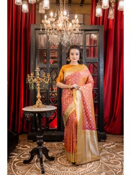 Maayavi - Women's Pink Ashika Handloom Saree with Unstitched Blouse