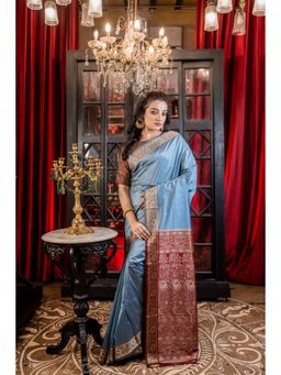 Maayavi - Women's Blue Dhara Handloom Saree with Unstitched Blouse