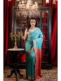 Maayavi - Women's Green Sindhuja Handloom Saree with Unstitched Blouse