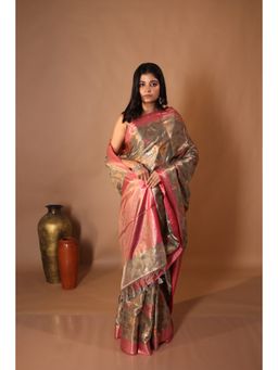 Maayavi - Women's Brown Reyanshi Handloom Saree with Unstitched Blouse