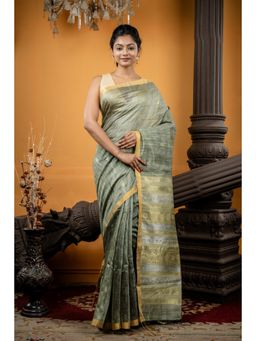 Maayavi - Women's Grey Somlata Handloom Saree with Unstitched Blouse