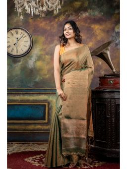 Maayavi - Women's Green Shaili Handloom Saree with Unstitched Blouse