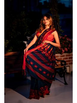 Maayavi - Women's Navy Blue Ranjini Handloom Saree with Unstitched Blouse
