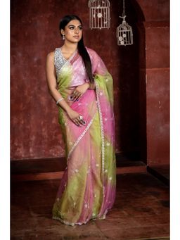 Maayavi - Women's Multi-Color Rhea Embellished Saree with Unstitched Blouse