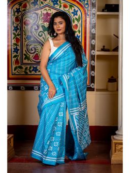 Maayavi - Women's Blue Nilima Embroidered Saree with Unstitched Blouse