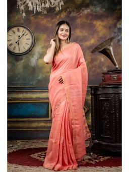 Maayavi - Women's Pink Blush Handloom Saree with Unstitched Blouse