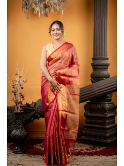 Maayavi - Women's Magenta Bonhi Handloom Saree with Unstitched Blouse