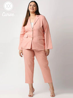 Twenty Dresses by Nykaa Fashion - Pink Solid Notched Lapel Blazers