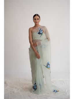 KAPARDARA - The indian Roller Hand Painted Saree in Teal