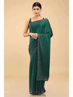 Soch - Blue Crape Embellished Saree with Unstitched