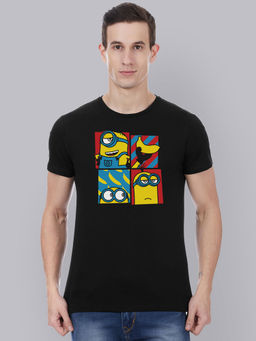 Free Authority - Minions Printed Black Tshirt For Men