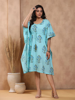 Baisacrafts - Dragon Hand Block Print Cotton Kaftan with Slip (Set of 2)