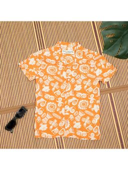 The Lion and the Fish - Boys African Printed Shirt Princeton Orange