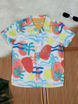 The Lion and the Fish - Boys Multi-Colour Fruits Print Shirt