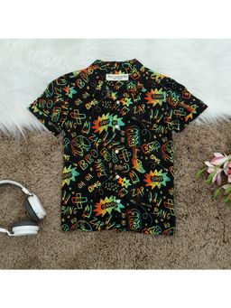 The Lion and the Fish - Boys Black Game Print Shirt