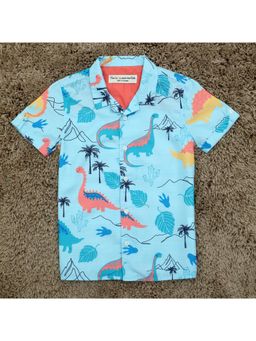 The Lion and the Fish - Blue Dinosaur Print Shirt