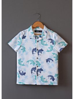 The Lion and the Fish - Dolphine Print Luna White Shirt
