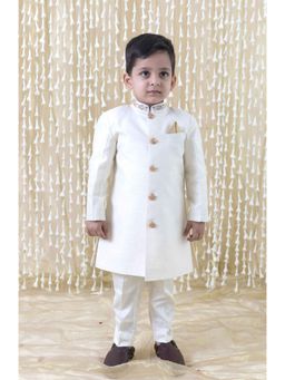 TIBER TABER - Khwabeeda Sherwani for Boys-Cream (Set of 3)