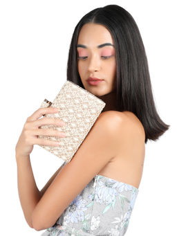 Odette - Off White Printed Clutch