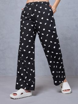 Bewakoof - Women's Black All Over Printed Wide Leg Pyjamas