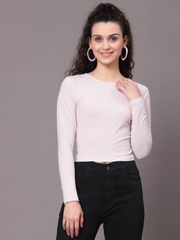 KASSUALLY - Casual Textured Women Pink Crop Top