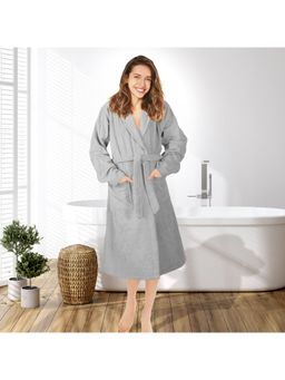 At Home by Nilkamal - Arias Collar Bath Robe Large (Grey)