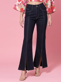 KASSUALLY - High Waisted Front Slit Flared Jeans
