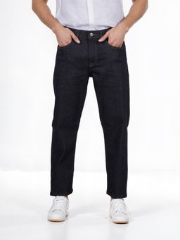 CELIO - Men Navy Blue Solid Regular Fit Mid-Rise Cotton Jeans