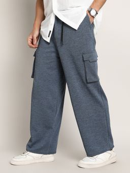 Campus Sutra - Men's Prussian Blue Heathered-Relaxed Cargo