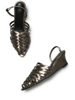 W - Patterned Grey Pointed Toe Wedges