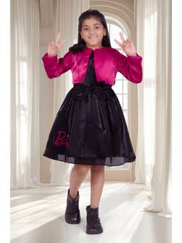 TINY GIRL - Black Solid/Plain Sleeveless Dress & Jacket