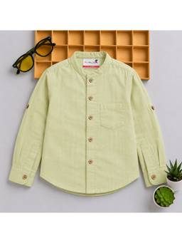 BAATCHEET - Green Solid/Plain Full Sleeves Shirt