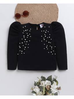 Bright Star Kids Wear - Black Embellished/Sequined Full Sleeves Top