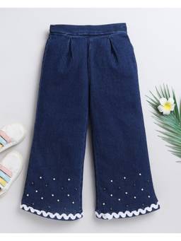 Bright Star Kids Wear - Blue Embellished/Sequined Mid Waist Jeans