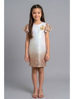 TINY GIRL - Gold Embellished/Sequined Half Sleeves Dress