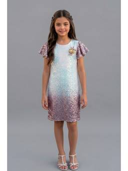 TINY GIRL - Pink Embellished/Sequined Half Sleeves Dress