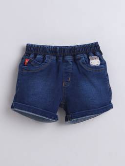 Little Kangaroos - Blue Solid/Plain Mid Waist Shorts