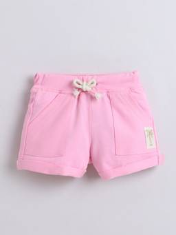 Little Kangaroos - Pink Solid/Plain Mid Waist Shorts