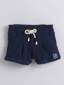 Little Kangaroos - Navy Blue Solid/Plain Mid Waist Shorts