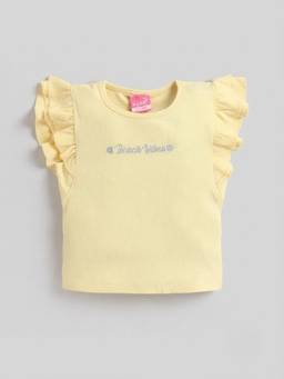 Little Kangaroos - Yellow Solid/Plain Half Sleeves Top