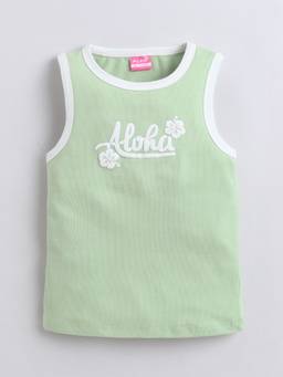 Little Kangaroos - Green Embroidered Sleeveless Top